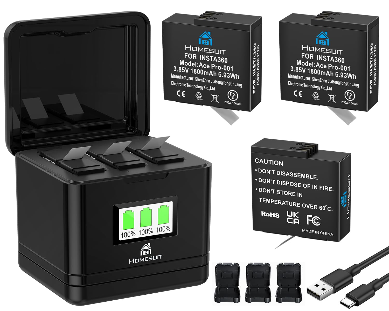 Amazon | Homesuit Insta360 Ace Pro/Insta360 Ace 互換バッテリー